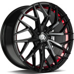 seventy9 SV-C BGRIL- Black Glossy Red Inner Lip 17x7.5 5x112 ET40 CB66
