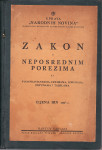 ZAKON O NEPOSREDNIM POREZIMA Kraljevina SHS , ZAGREB 1930.