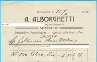 A. ALBORGHETTI (Skradin) Agent parobrodarskog društva "Dalmatia" 1914.