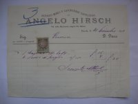 ANGELO HIRSCH 1894. year  Trieste - satrinski dokumenat markica 1893.