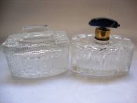 Damski set stari kristal oko 1920 . parfemska boca posuda za nakit ..