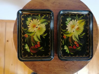 Dvije oslikane tacne - secesija - bakelit - rijetko