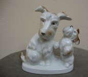 Stara porculanska figura dva psa-njemački porculan-terijeri
