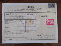 IZVOD IZ MATIČNE KNJIGE ROĐENIH FNRJ 1957