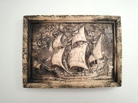 Jedrenjak - galeon , čvrst zidni reljef 20x15 cm