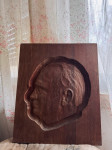 Reljef na drvu, drug Tito, Josip Broz, portret drvo