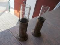 Stare Ukrasne vaze/case od alpake sa staklenim uloscima,u paru, 17 cm