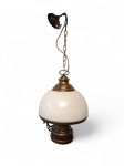 Vintage stropna lampa s dvije žarulje, opalno staklo, 58x40 cm