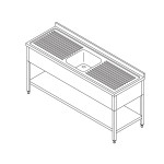 Inox stol - Radni stol za perilicu posuđa - 140 x 70 cm