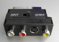 Adapter SCART-m/3x CINCH-ž + 4pin S-VHS-ž, s IN/OUT prekidačem, stereo