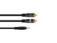 OMNITRONIC kabel 3.5 mm Jack/2xRCA 1.5m crni