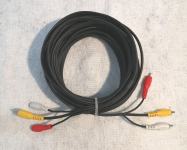 Audio-video kabel 10m, konektori 3xRCA