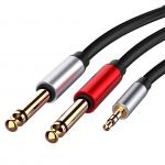 Optimus audio kabel 3.5mm muški na 2x6.3mm muški/muški, 3m, crni