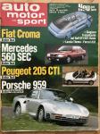 Auto Motor und Sport 1986.test Porsche 959 +GSX-R 1100 +560SEC +205CTI