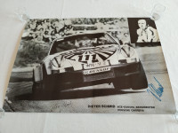 ORIGINALNI POSTER TRKAĆI PORŠE PORSCHE 911 CARRERA bijeli 59x42 potpis