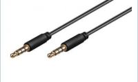 AUX Audio kabel, 3.5 mm, Stereo, 4-pin, Slim, CU, 1,5 m