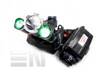 Lovačka Naglavna CREE LED -T6  punjiva svjetiljka bijelo i zeleno