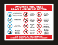 Ploča PRAVILA KORIŠTENJA BAZENA - Tabla SWIMMING POOL RULES - 60x45cm