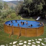Ovalni metalni bazen 6.10 x 3.75 x ↕1.20 m – drveni uzorak