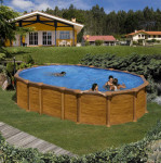 Ovalni metalni bazen 6.10 x 3.75 x ↕1.32 m – drveni uzorak