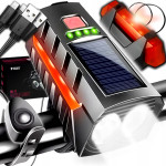 Set solarnih baterija. LED svjetla za bicikl i sirena 1200lm USB