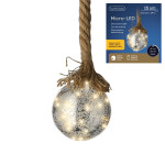 KUGLA DEKORATIVNA 10 cm S LED ŽARULJICAMA NA BATERIJE 15/1 I ŠPAGOM- T