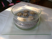 Staklena zdjela sa podloškom i svijećama - Božićna ukrasna zdjela