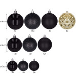 Božićne kuglice 3 / 4 / 6 cm – set 100 komada crna i zlatna