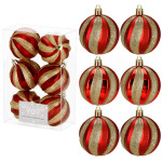 Božićne kuglice 6 cm – set 6 komada crvena / zlatna