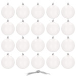 Božićne kuglice 8 cm – set od 20 komada, nijansa bijele