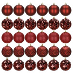 Božićne kuglice 8 cm – set 30 komada nijanse crvene
