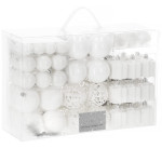 Set božićnih kuglica 3–6 cm – 101 komad, bijele