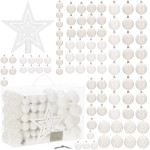 Set božićnih kuglica 3–6 cm – 101 komad, nijansa bijele