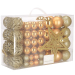 Set božićnih kuglica 3–6 cm – 101 komad zlatne