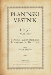 Planinski vestnik, 31, 1931. (Z27)
