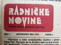 Radničke novine - Zagreb - broj 1 - godina I - 1973.