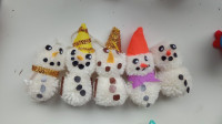5 snjegovića ukrasa za bor ručni rad