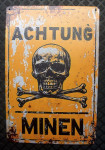 Dekorativna metalna tabla Pažnja Mine