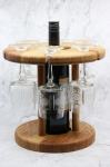 Drveni stalak za vinsku bocu i čaše