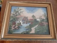 Mlin, Wiehlerov goblen pod staklom u okviru, 49 cm x 39,5 cm,ručni rad