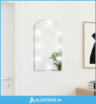 Ogledalo s LED svjetlima 70 x 40 cm stakleno u obliku luka - NOVO