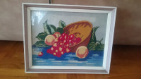 Slika goblen u okviru motiv voće na stolu