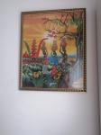 Uokvirena slika batika (indonežanska slika na platnu)