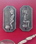 Vintage set WC pločìca - lijevano željezo 6x17 cm