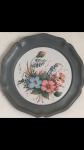 Vintage ukrasni tanjur od mjedi i keramike ručni rad ručno bojano
