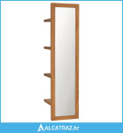 Zidno ogledalo s policama 30 x 30 x 120 cm od masivne tikovine - NOVO