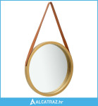 Zidno ogledalo s remenom 50 cm zlatno - NOVO