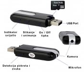 USB stick s HD mini KAMEROM, senzor pokreta mini kamera