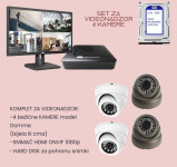 VIDEONADZOR komplet sa 4 KAMERE, SNIMAČ, HDD, MONITOR sve potrebno