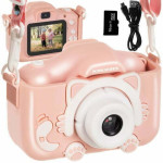 3MP dječja kamera LCD SD FULL HD roza + torbica i remen
